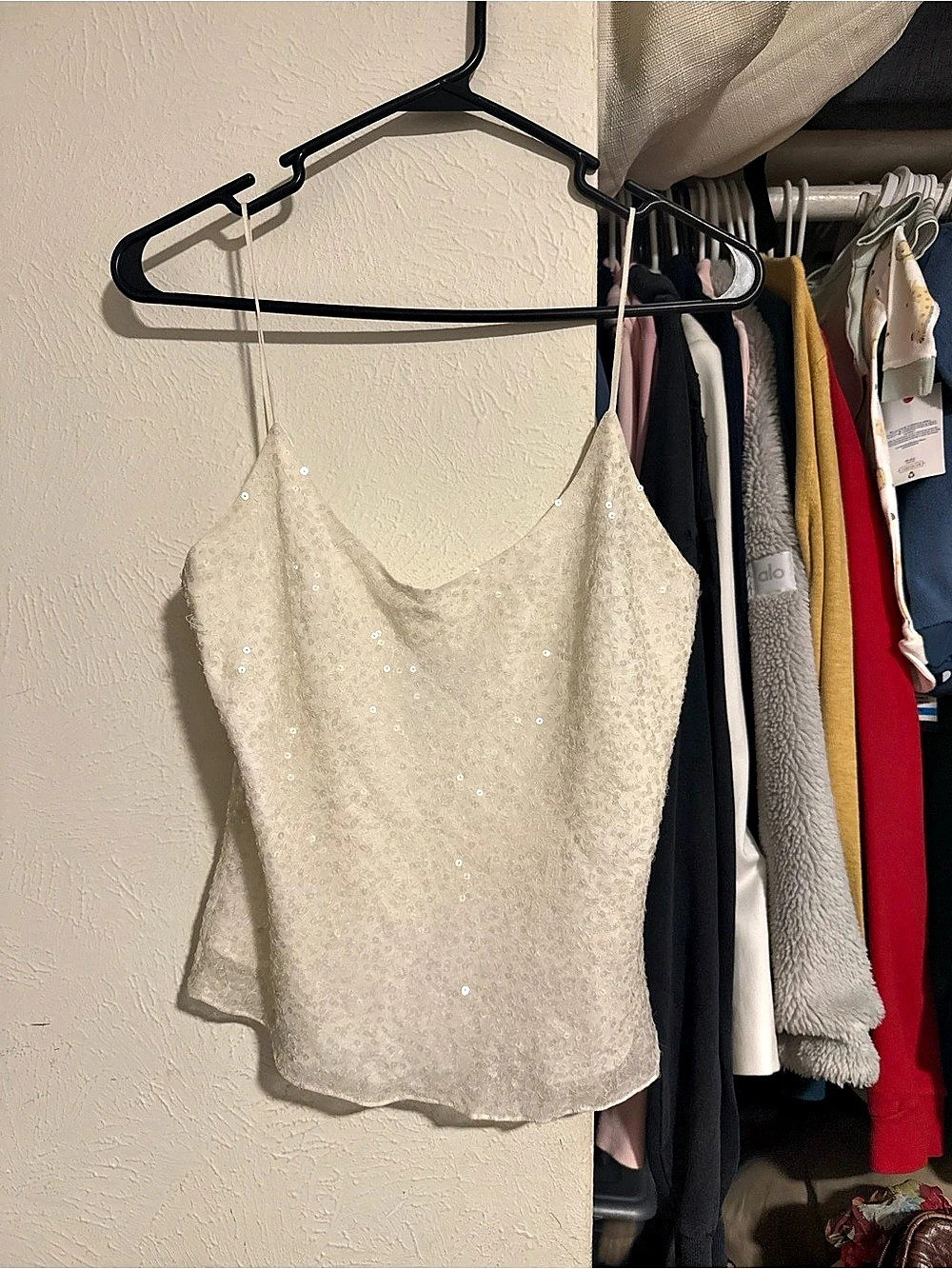 Sequin Camisole in White Like New
